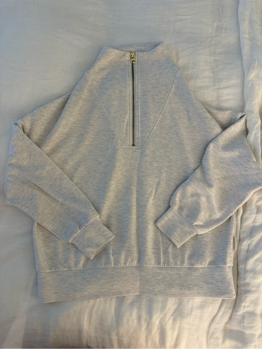 Varley Light Gray Half-Zip Pullover Sweatshirt